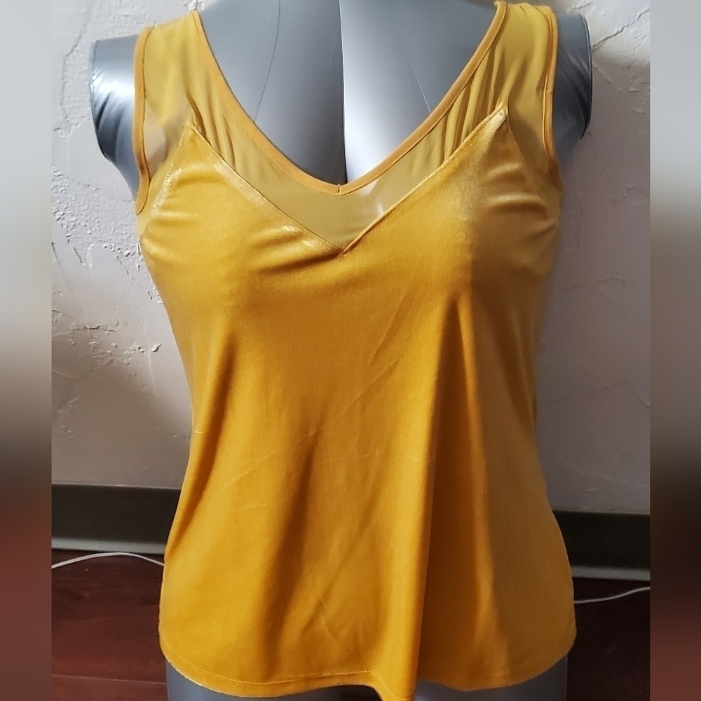 INC Gold Velour & Sheer Stretch Top - Picture 3 of 11